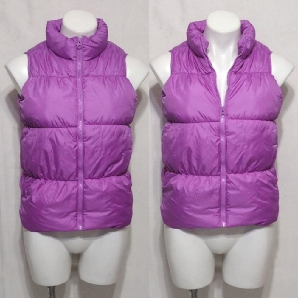 Old Navy Youth XL 14 Lavender Quilted Puffer Vest Mock Neck Light Purple Jacket
